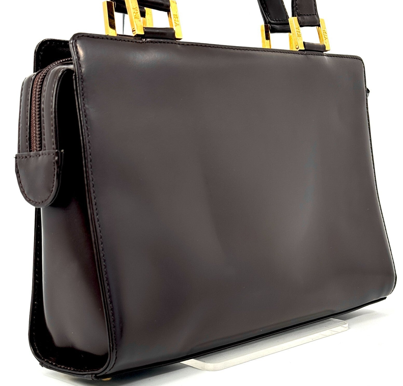 Saint Laurent Yves Shoulder Hand Tote Bag - Brown, Leather