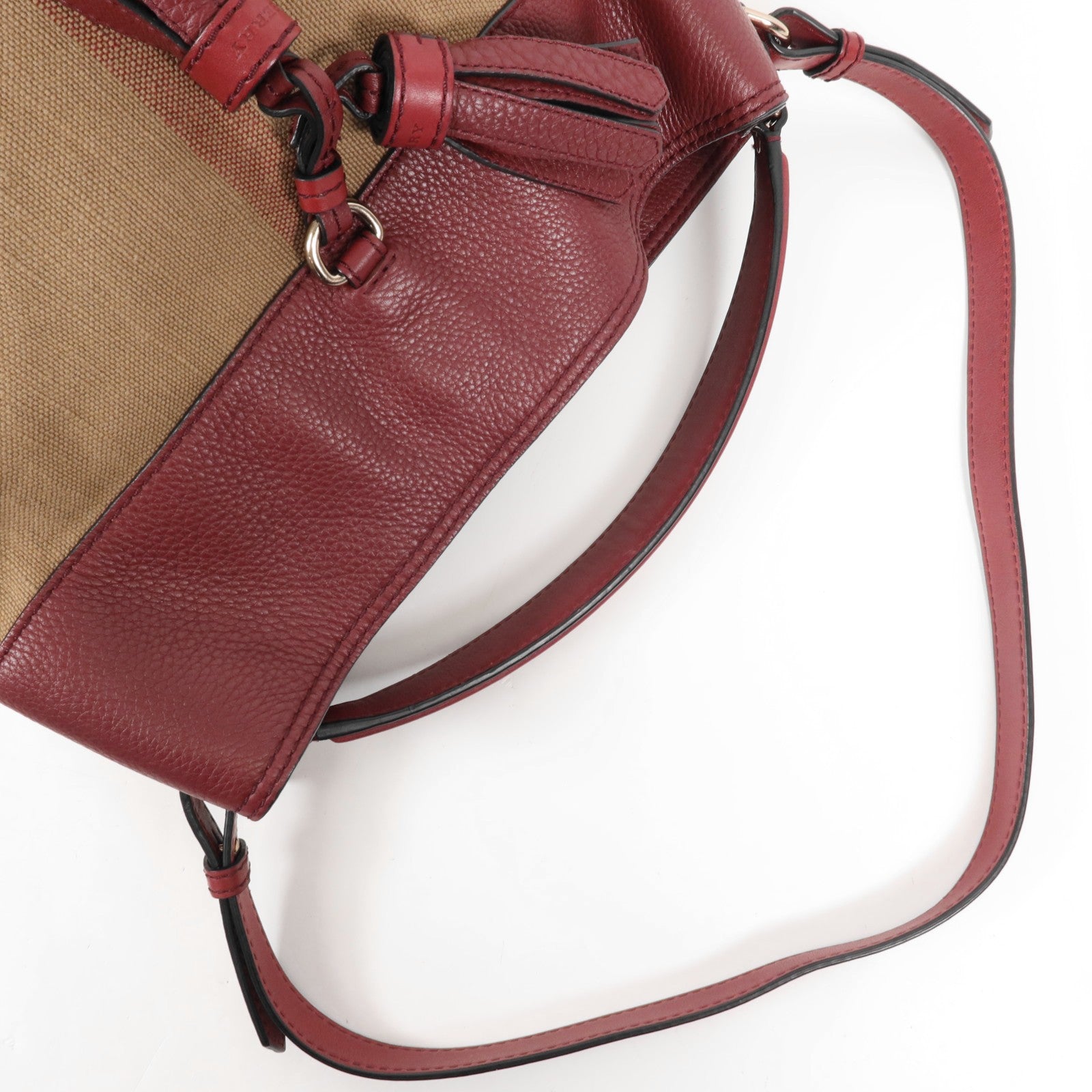 Burberry GHW Shoulder Bag - Red/Brown/Black, Canvas/Calfskin Leather