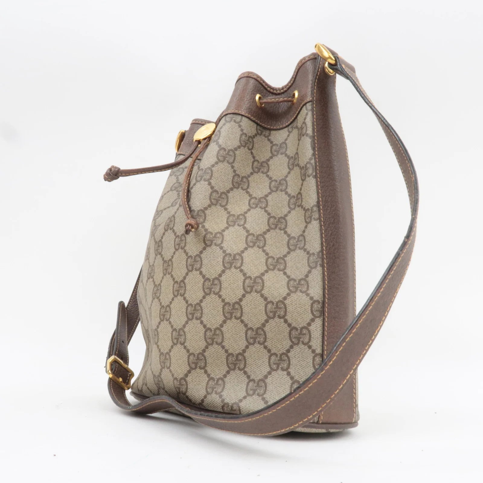 Gucci Sherry Line Bucket Shoulder Bag - Beige, GG Plus Leather