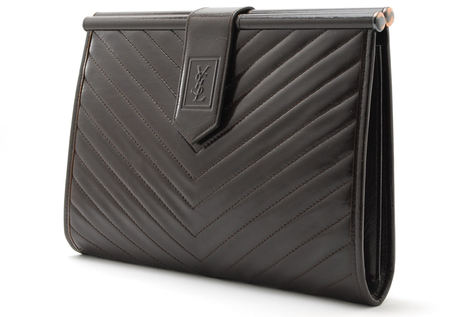 Saint Laurent Yves Clutch Bag - Brown, Leather