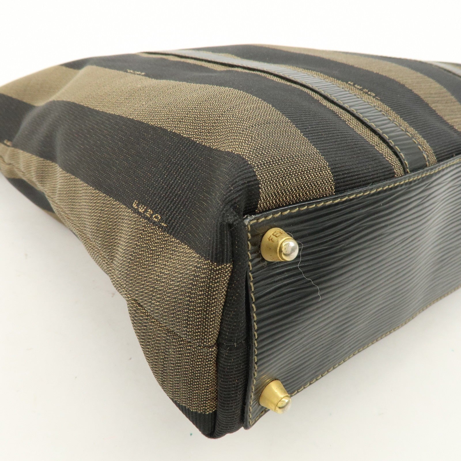 Fendi Pequin Canvas Leather Hand Bag - Brown, Canvas