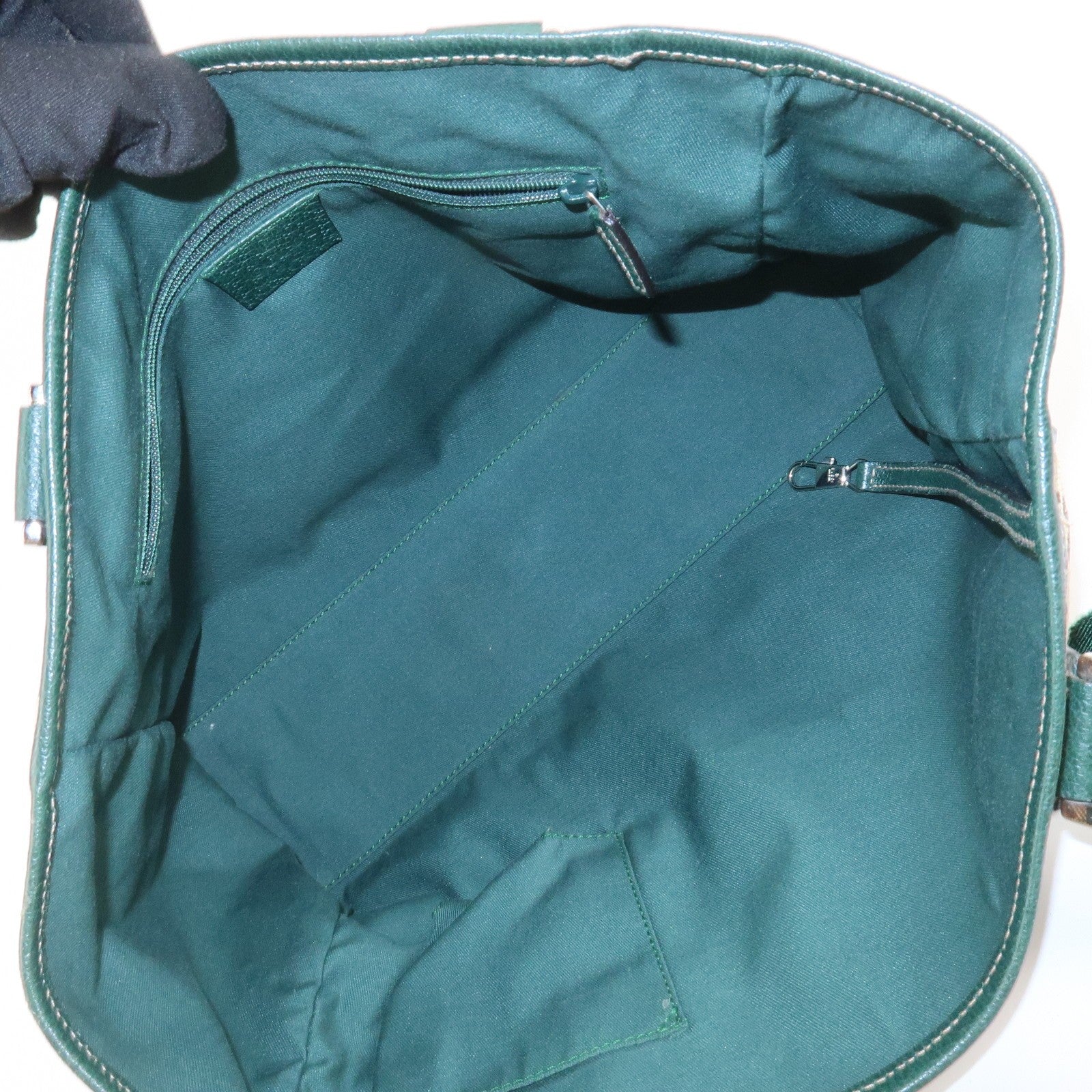 Gucci Tote Hand Bag - Brown and Green, GG Canvas and Leather