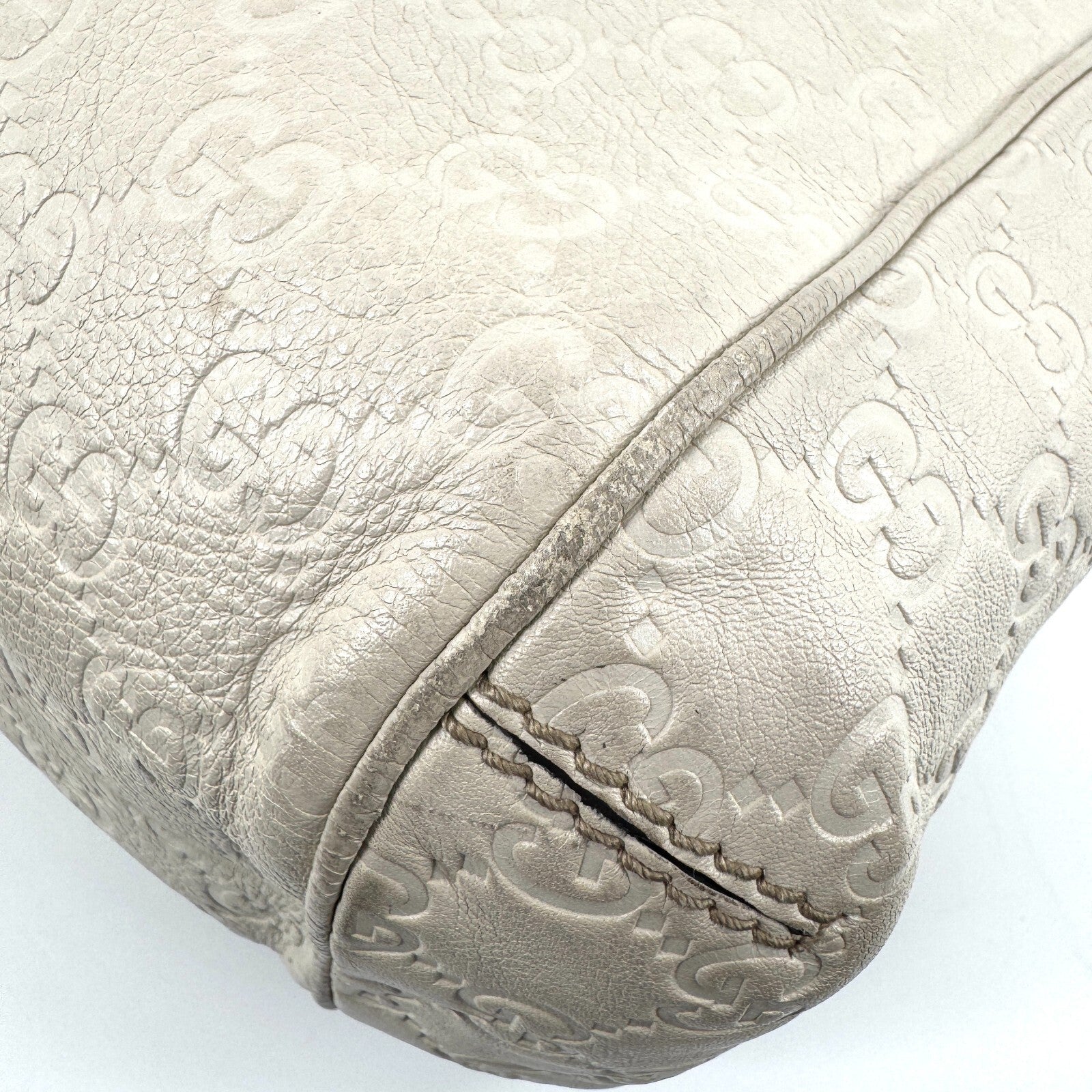 Gucci Tote Shoulder Hand Bag - White, Leather