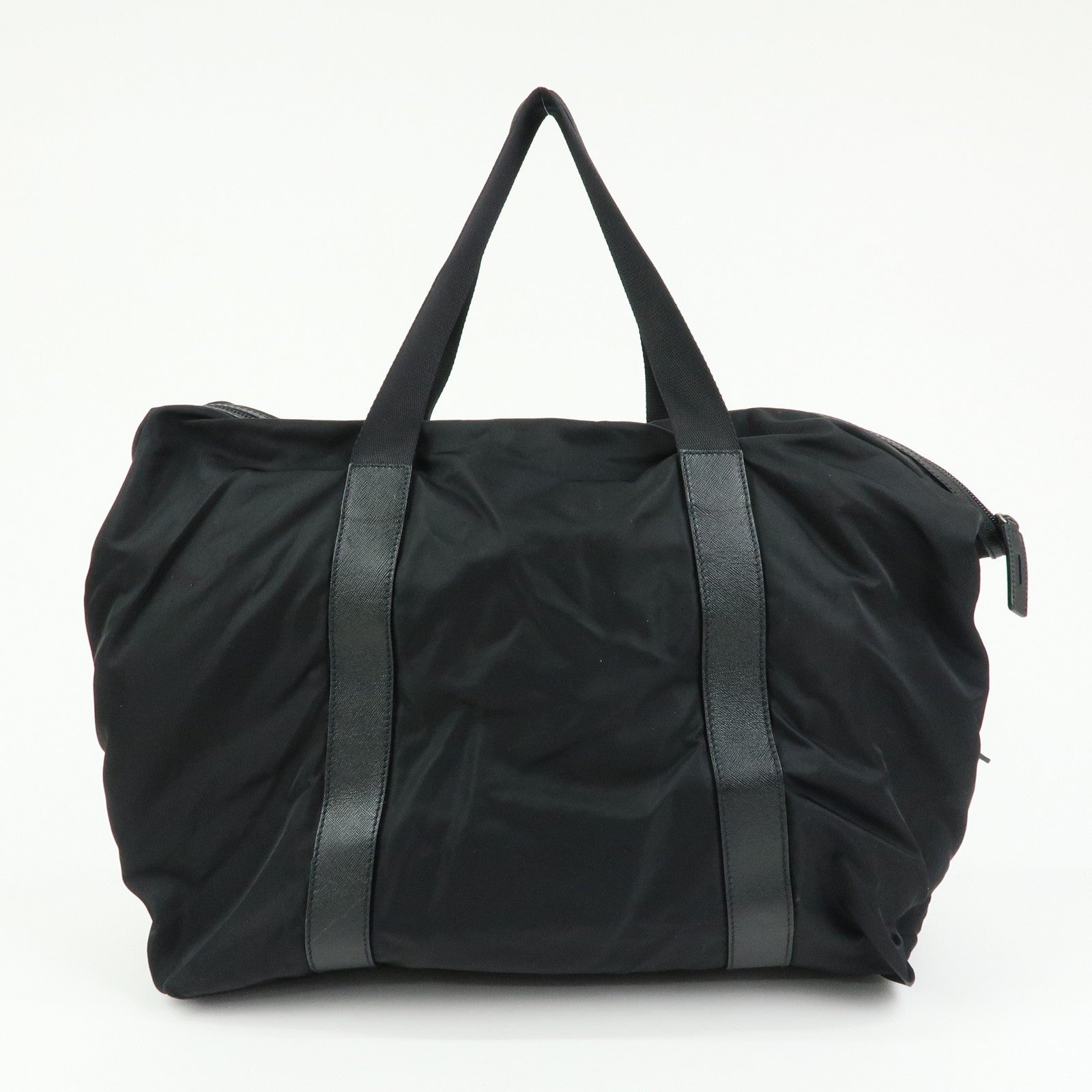 Prada Triangle Logo Boston Hand Bag - Black, Nylon