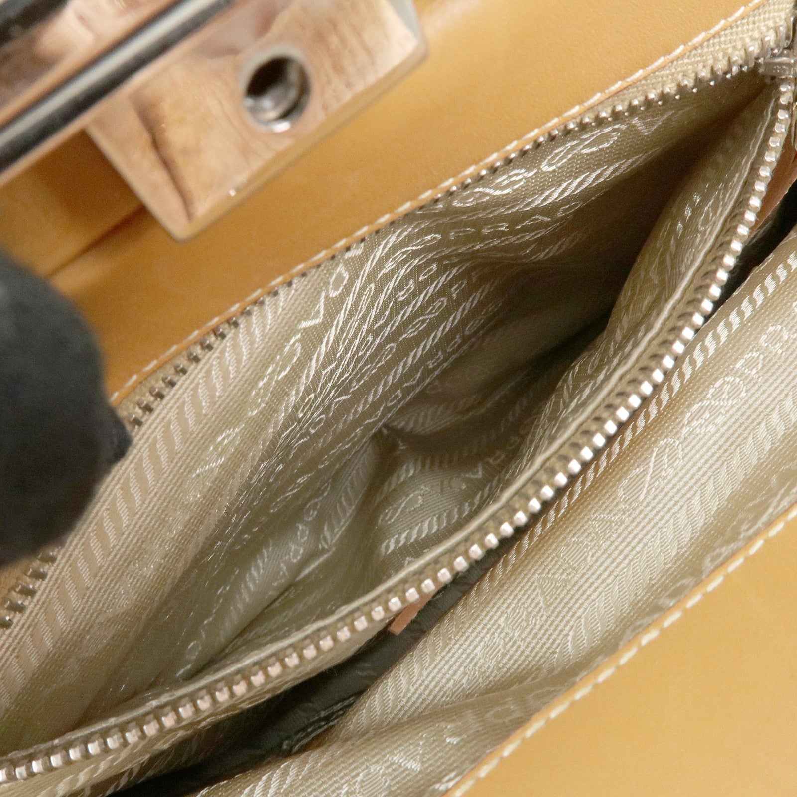 Prada BR3481 Shoulder Bag - Light Brown, Jacquard Leather