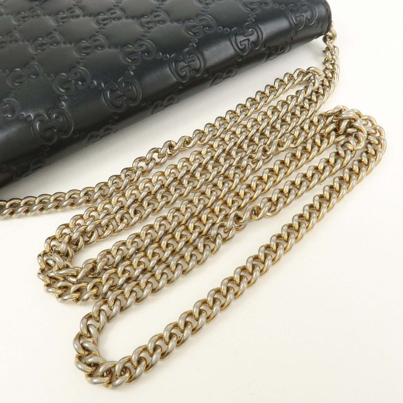Gucci Interlocking G Guccissima Shoulder Wallet - Black, Leather