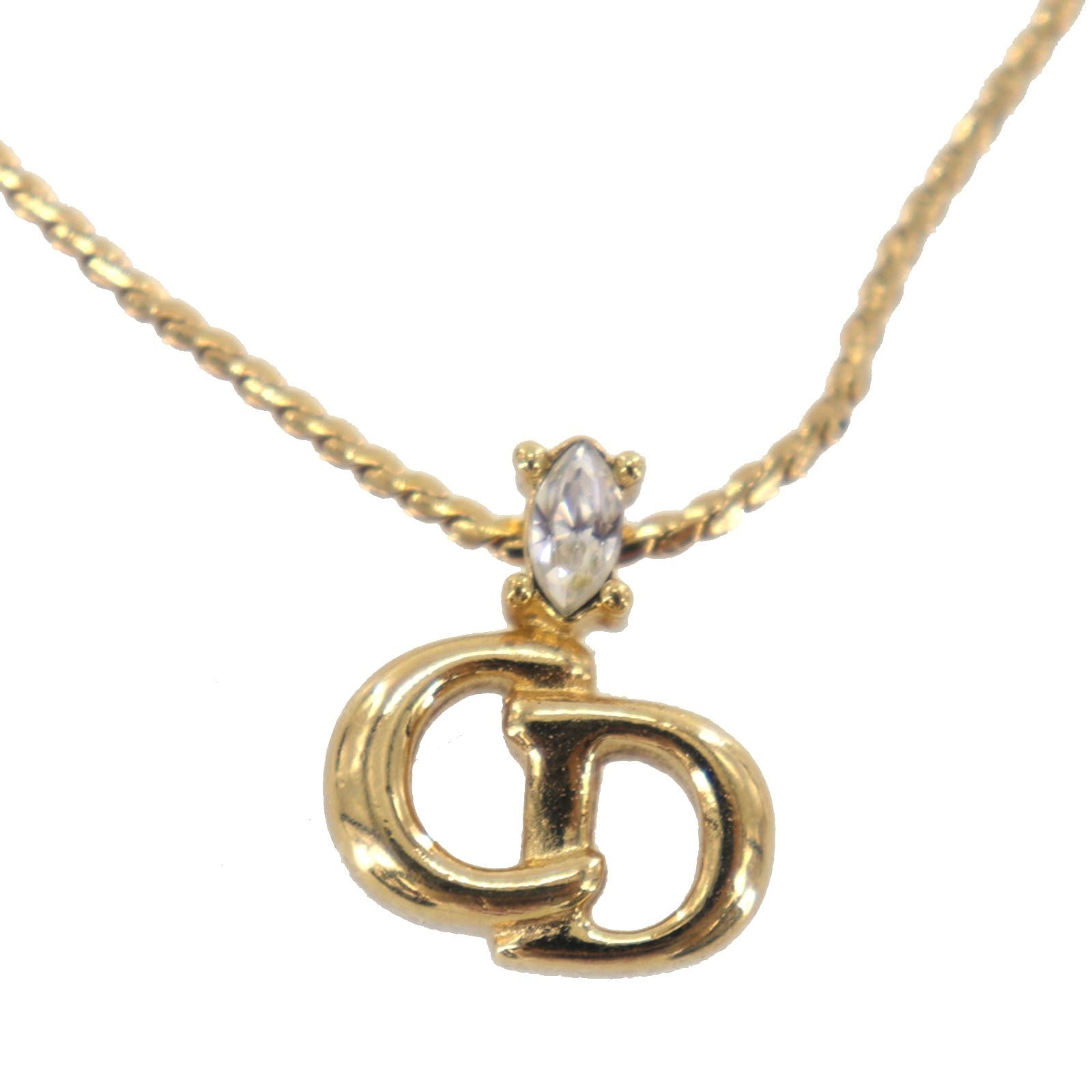 Christian Dior CD Logo Necklace - Gold, Gold Plated