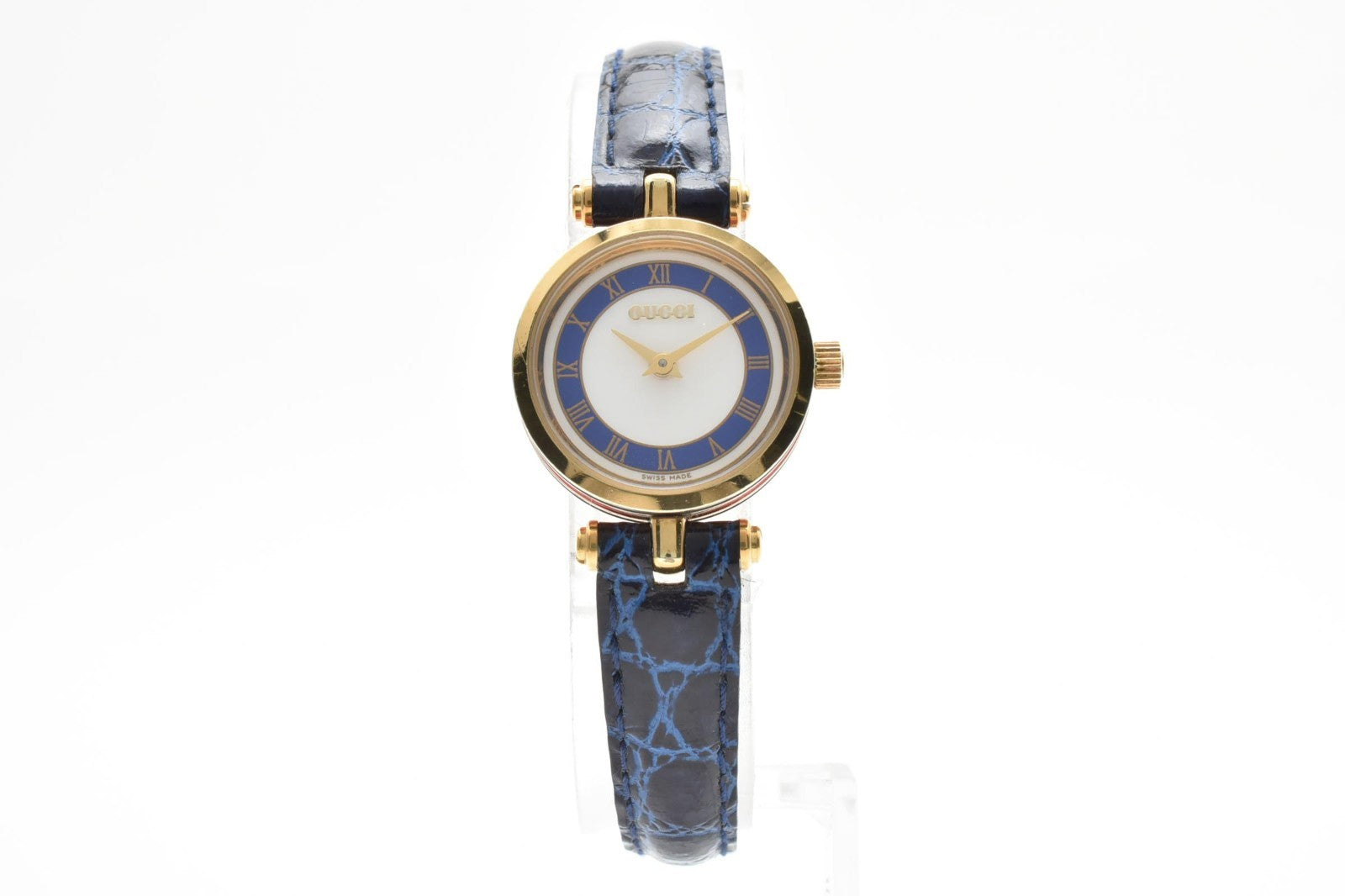 Gucci 2000L Watch - White, Gold, Blue, Stainless Steel, Leather