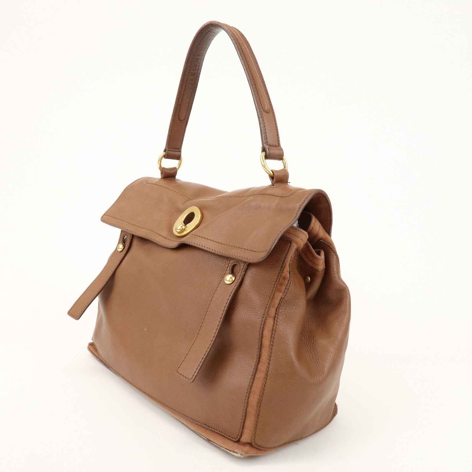 Saint Laurent Muse Two Hand Bag - Brown, Leather Canvas