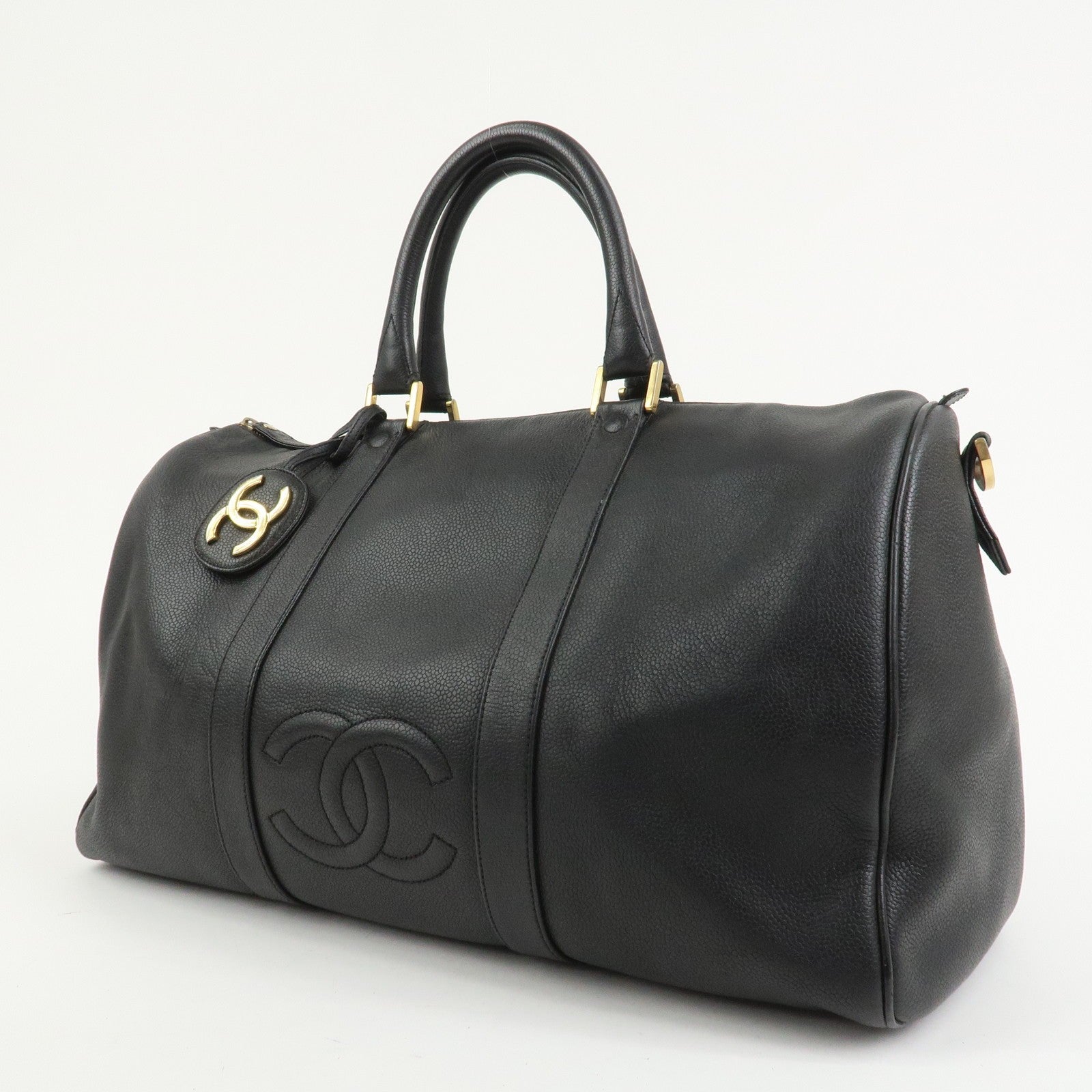Chanel Coco Mark Caviarskin Boston Bag - Black, Leather