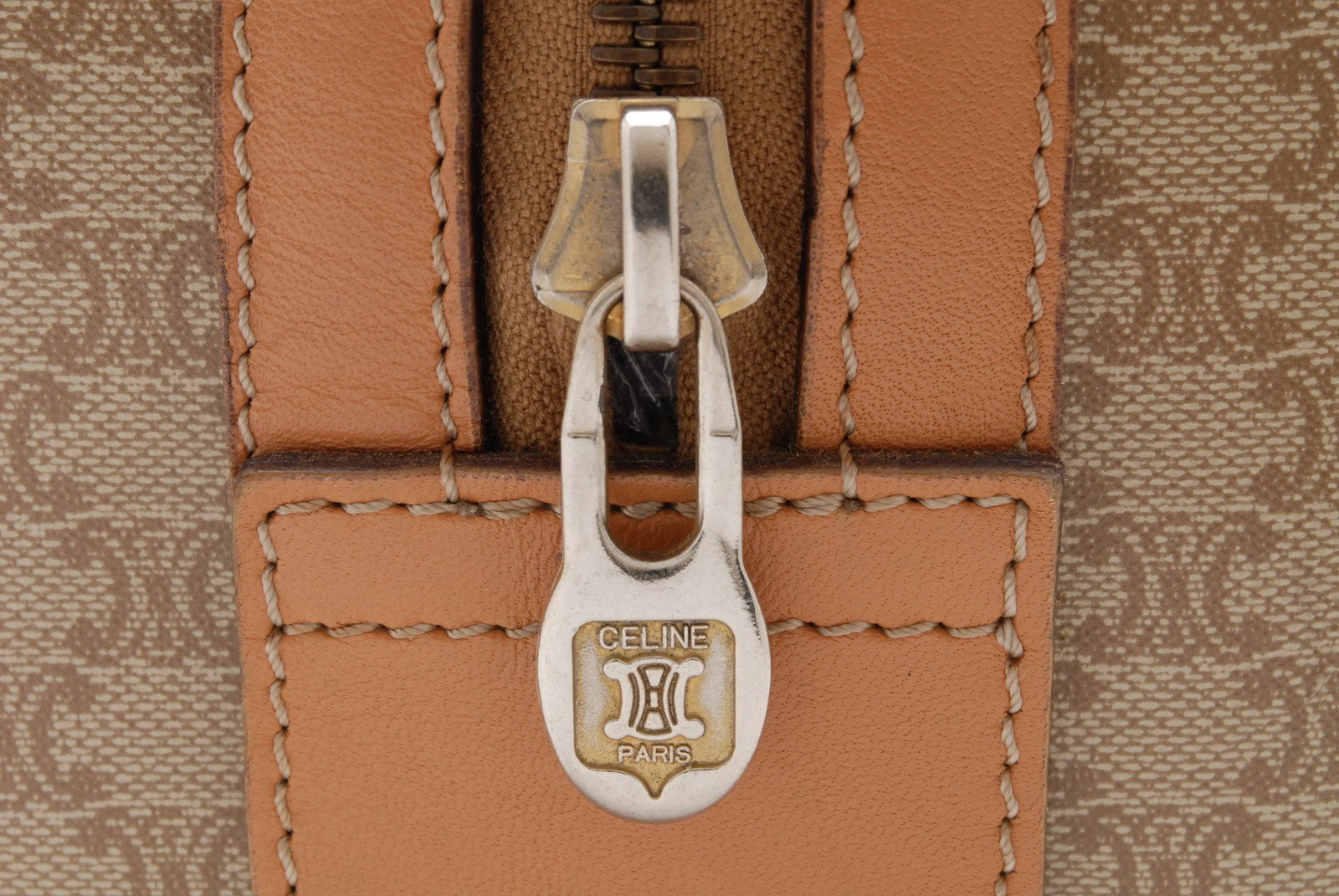 Celine Boston Bag Handbag - Beige Brown, PVC Leather