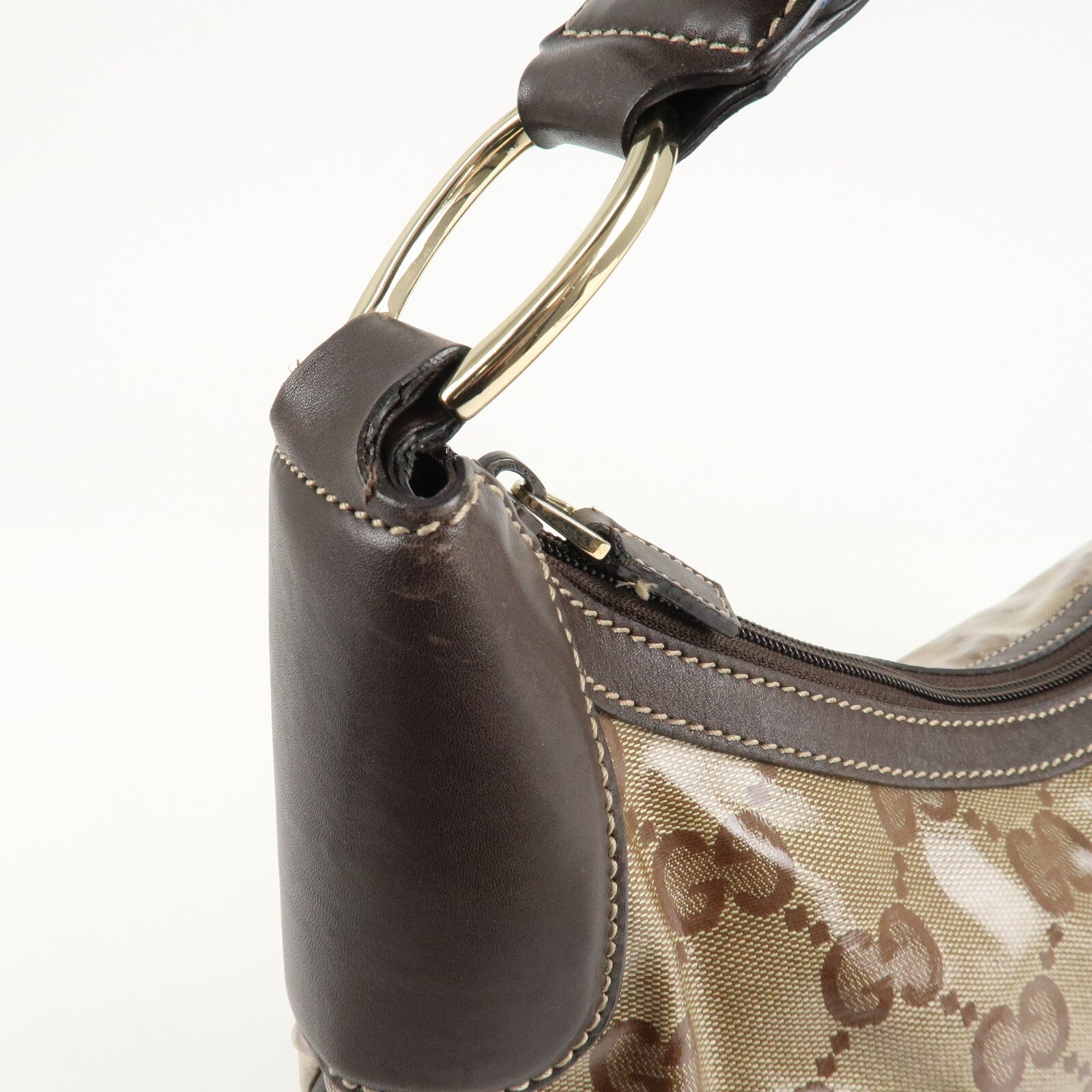 Gucci Shoulder Bag - Beige/Brown, GG Crystal Leather