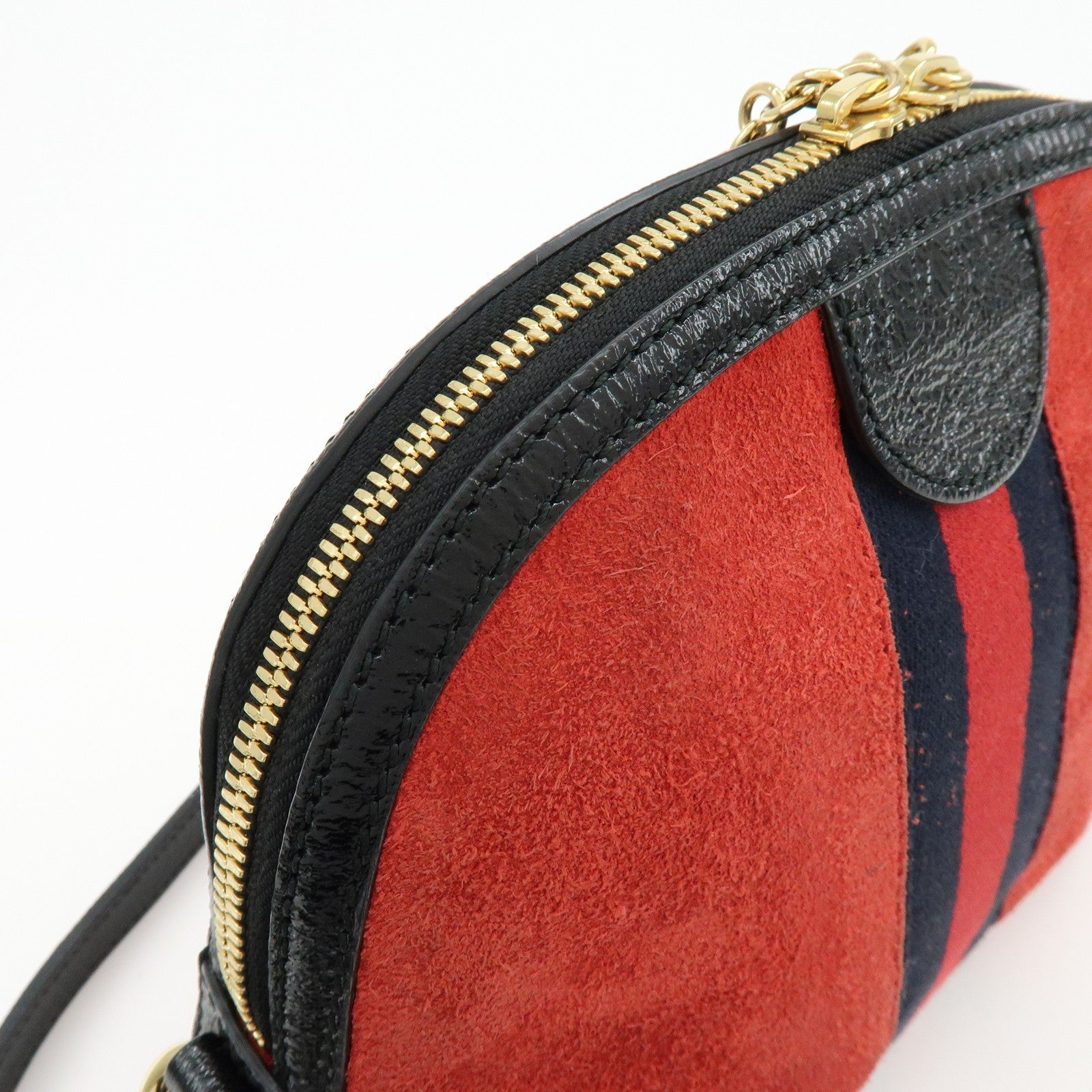 Gucci Suede Shoulder Crossbody Bag - Red Navy, Suede