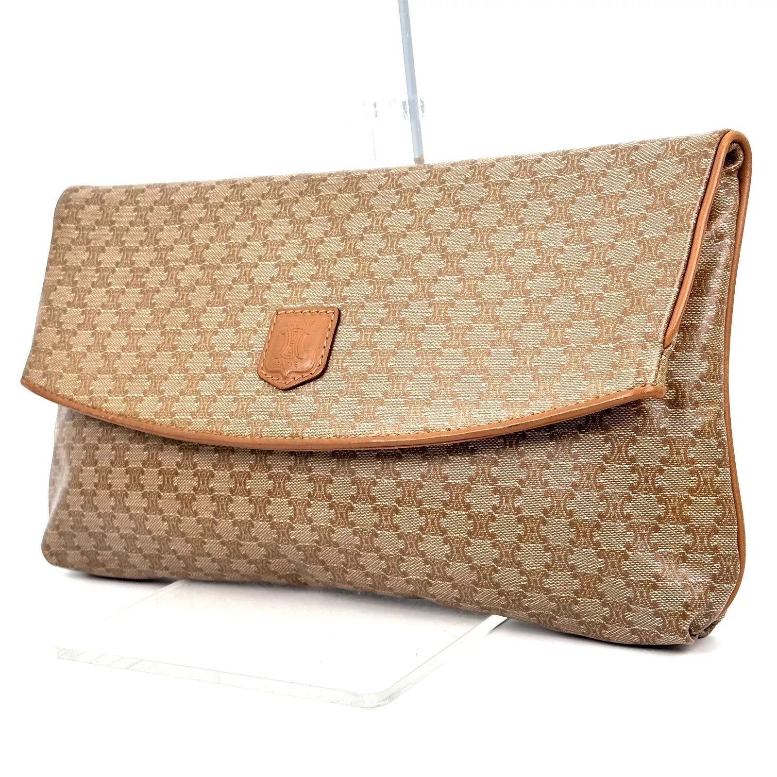 CELINE Macadam Clutch Bag - Beige, PVC Leather