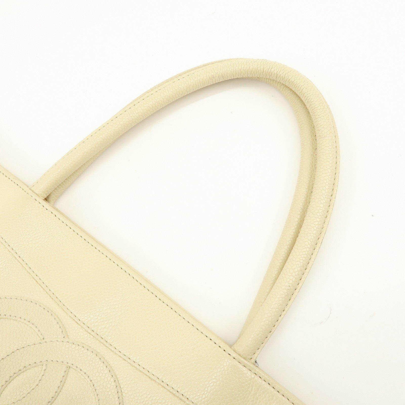 Chanel Coco Mark Caviarskin Tote Bag - Ivory, Leather