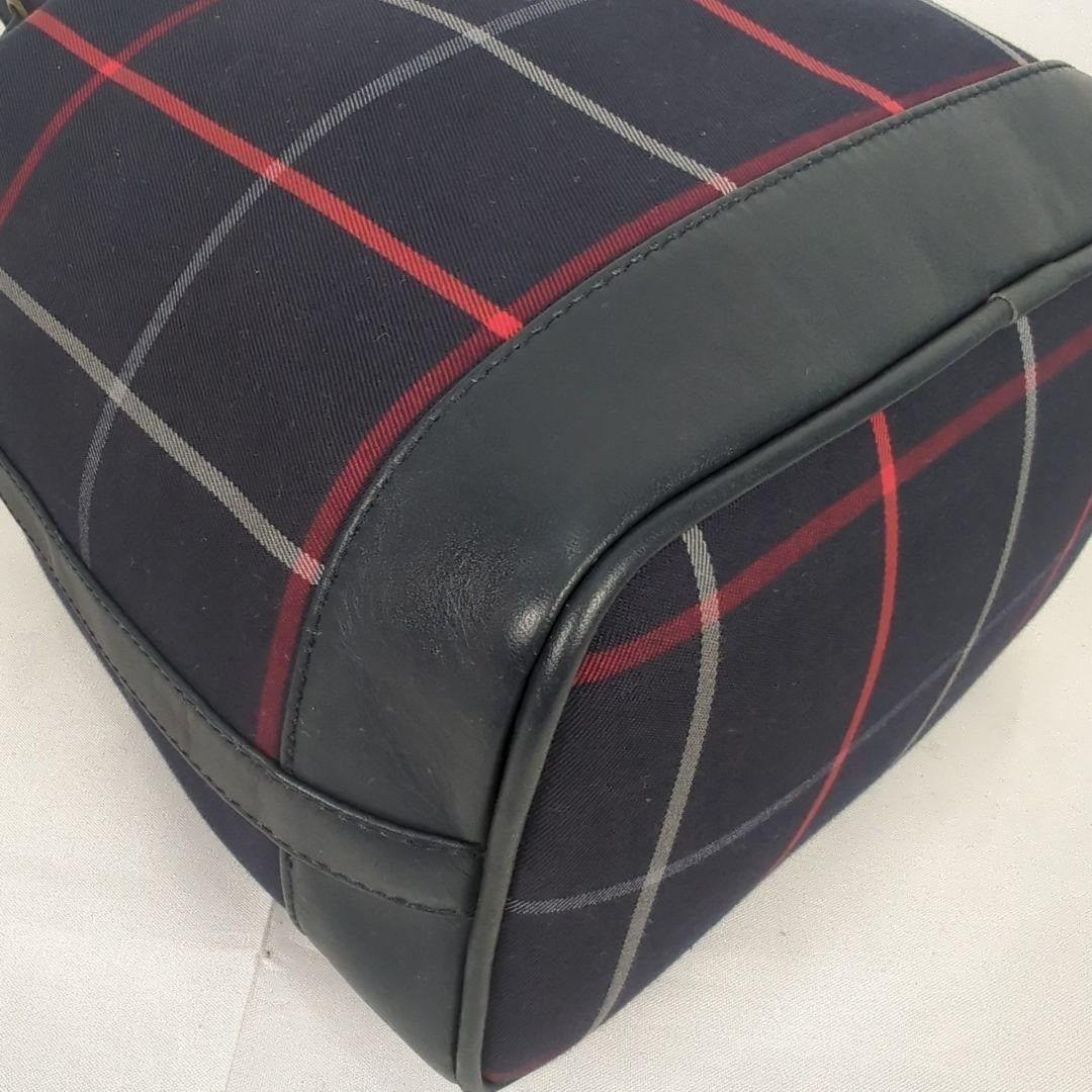 Burberry Nova Check Drawstring Bucket Shoulder Bag - Navy, Canvas Leather