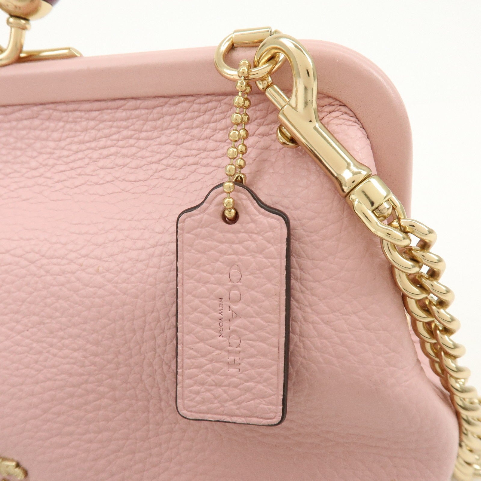 Coach Kiss Lock Chain Shoulder Bag - Pink, Leather