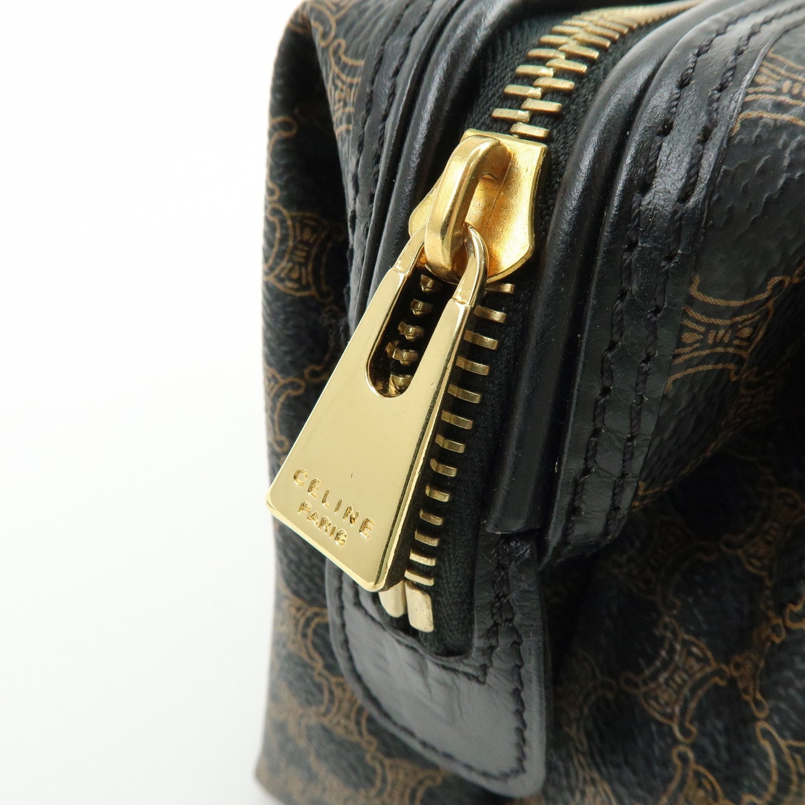Celine Pouch - Dark Brown, Black, Leather, PVC
