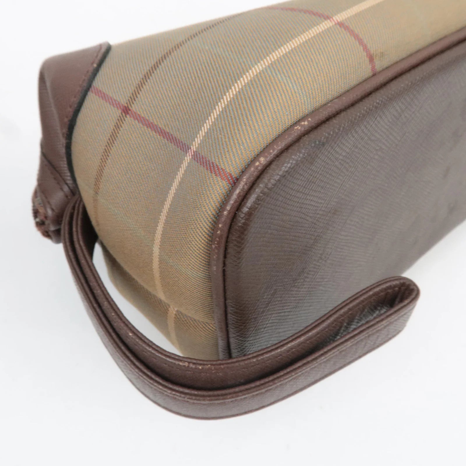 Burberry Nova Plaid Cosmetic Pouch - Beige, Canvas Leather