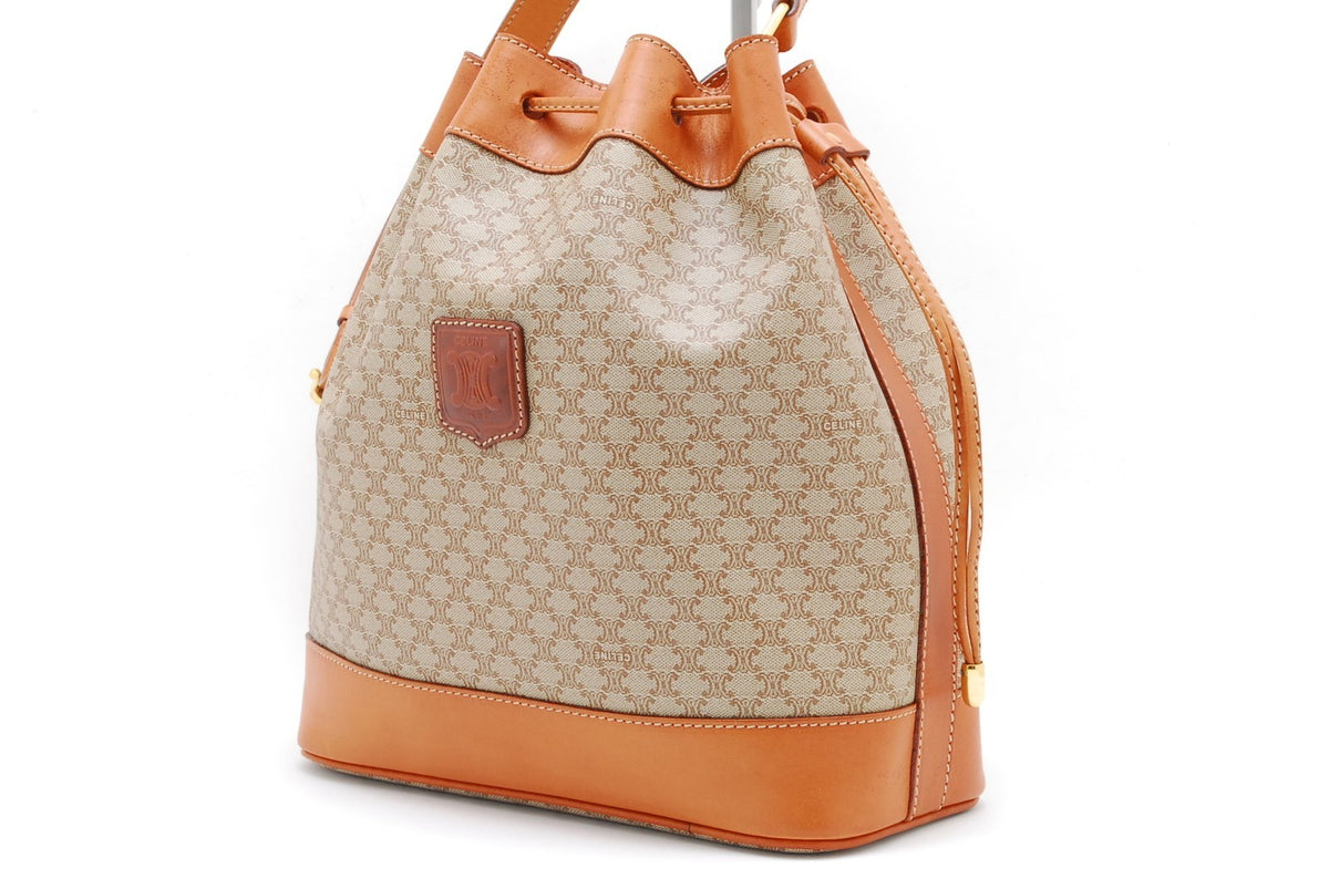 Celine Macadam Shoulder Bag - Beige, Canvas and Leather- מגיע עם הארנק!
