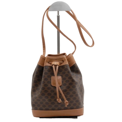 Celine Macadam Drawstring Bucket Mini Shoulder Bag - Brown, PVC