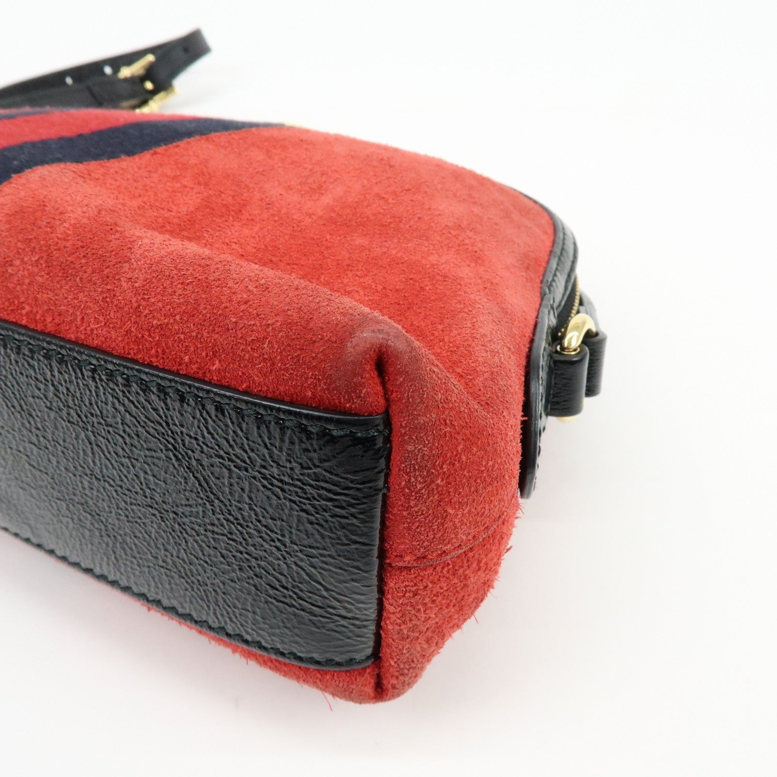 Gucci Suede Shoulder Crossbody Bag - Red Navy, Suede