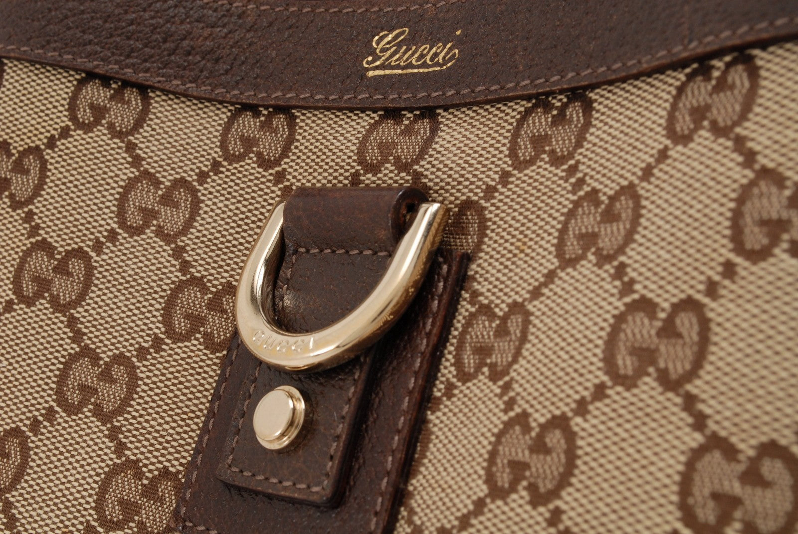 Gucci GG Canvas Tote Bag - Beige Brown, Canvas Leather