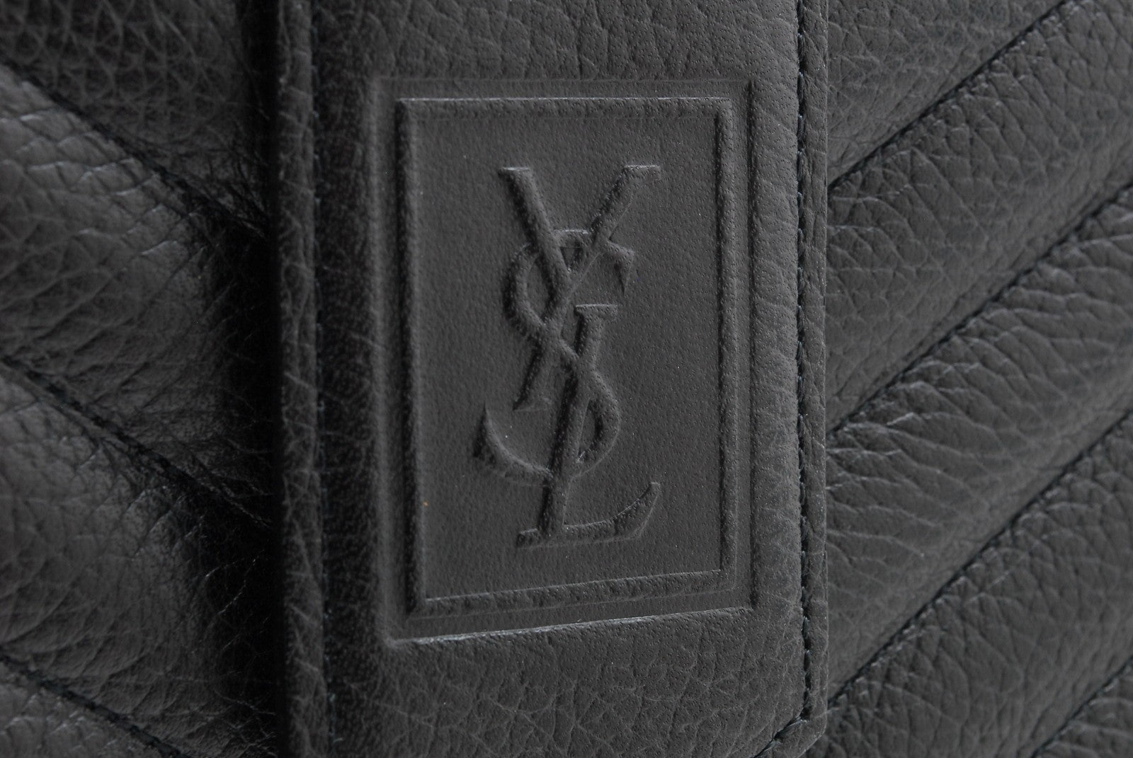 Saint Laurent Chevron Clutch Bag - Black, Leather