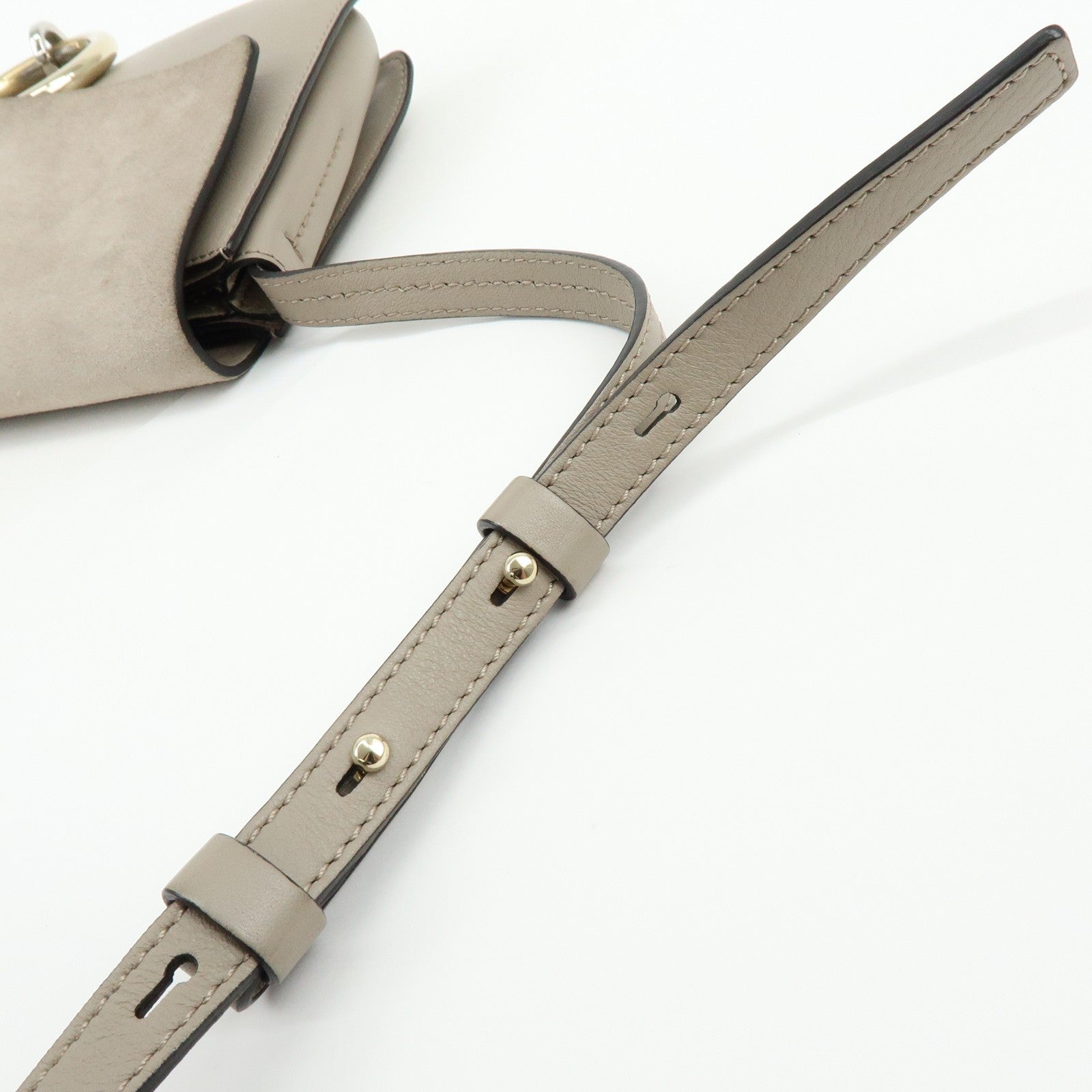 Chloe Faye Shoulder Bag - Greige, Suede Leather