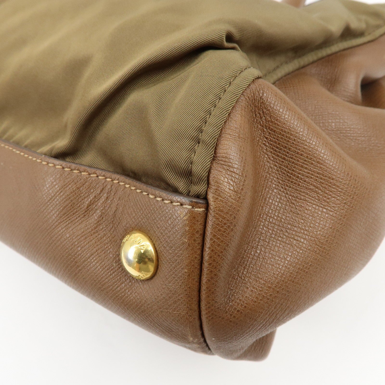 Prada Triangle Logo 2Way Bag - Khaki Brown, Nylon Saffiano Leather