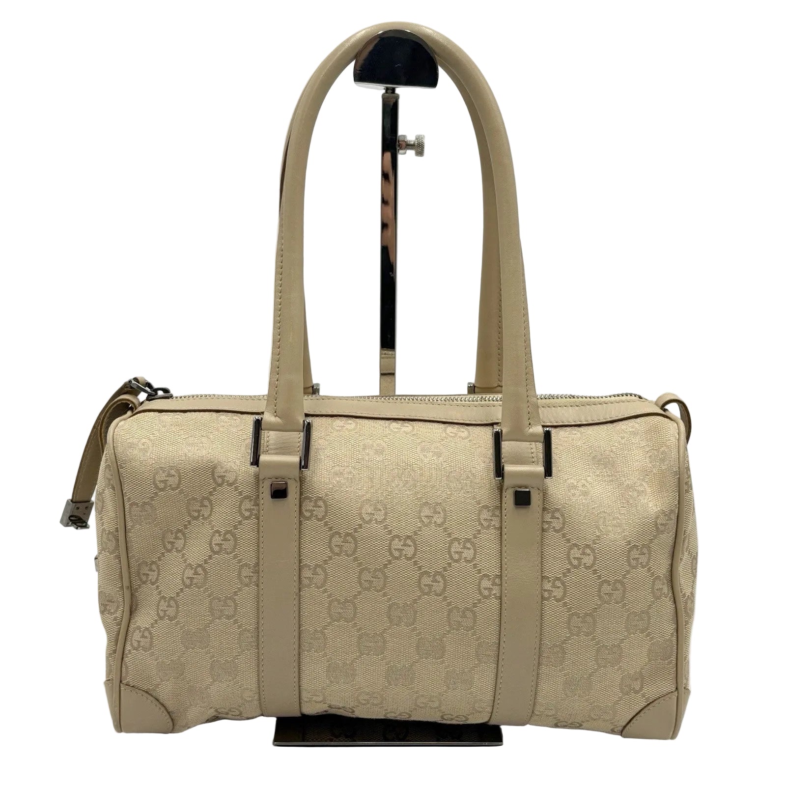 Gucci GG Mini Boston Handbag - Beige, Canvas