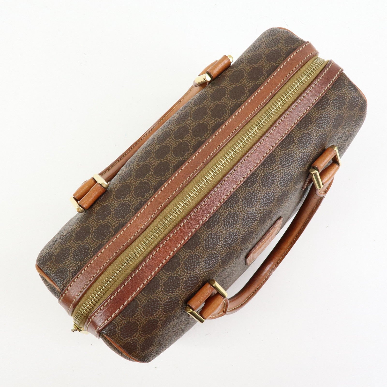 Celine Macadam Boston Hand Bag - Brown, PVC Leather