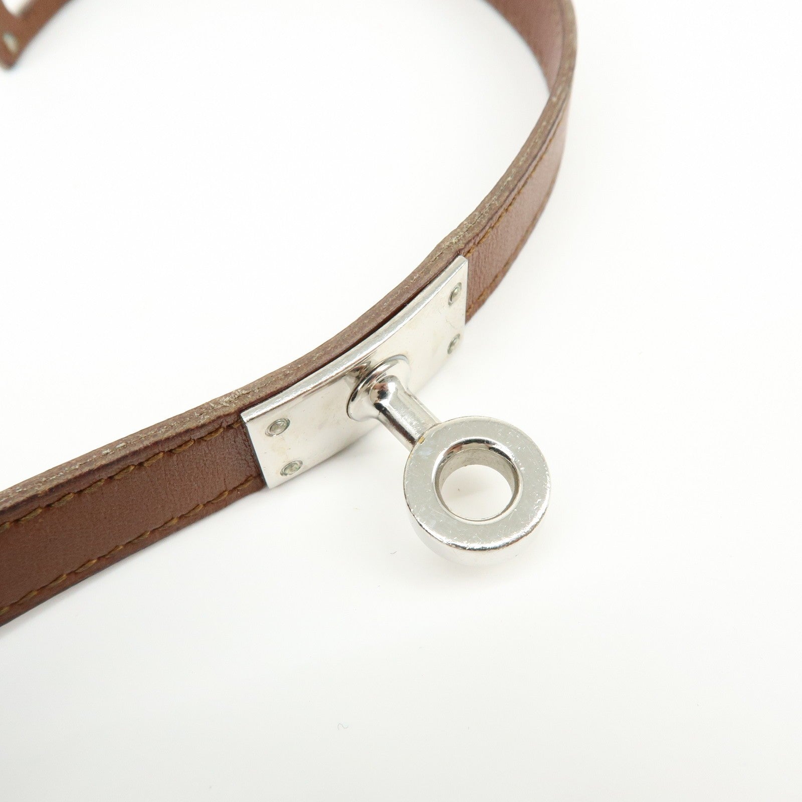 Hermès Kelly Double Tour Bracelet - Brown, Silver, Leather