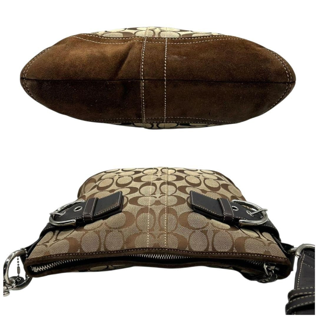 Coach Signature Hobo Shoulder Bag - Brown, Suede Leather