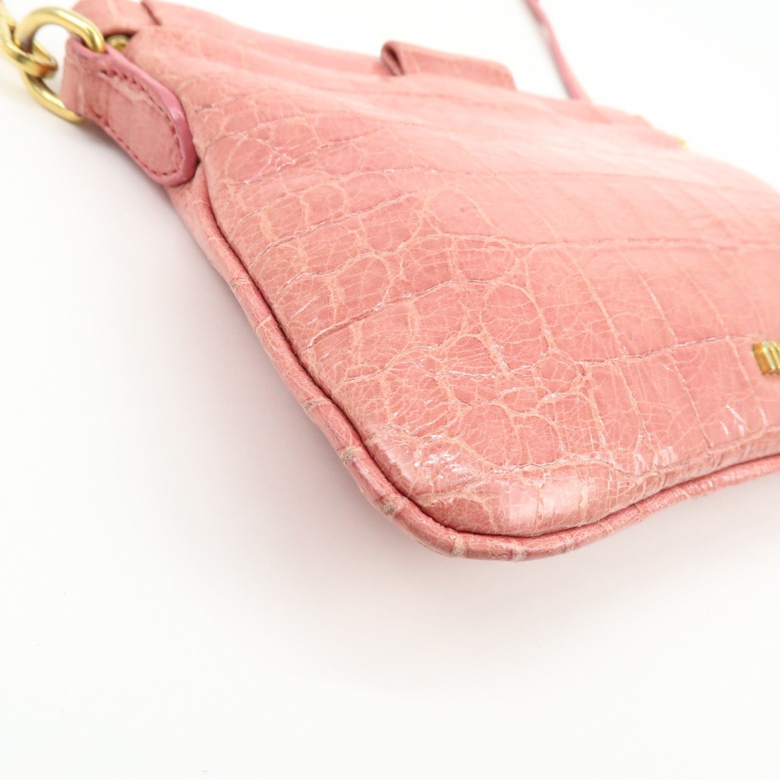 Miu Miu Embossed Leather Crossbody Bag - Pink, Leather
