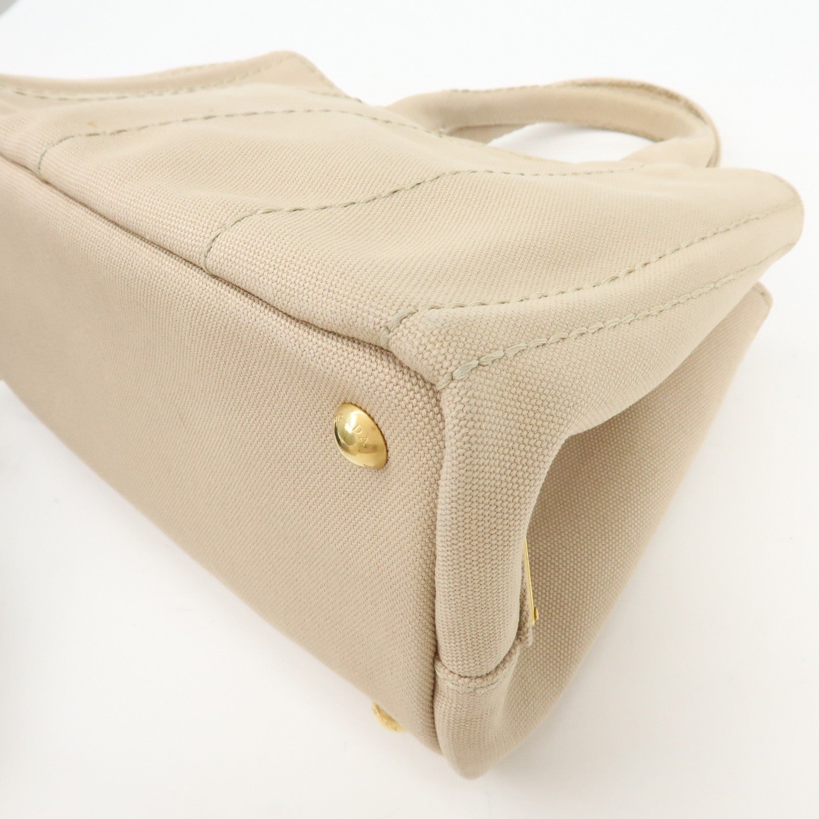 Prada Canapa Hand Bag - Beige, Canvas