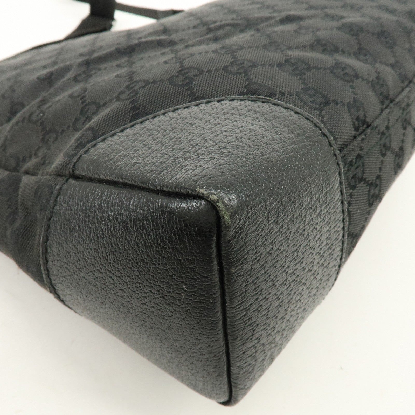 Gucci 110054 Shoulder Bag - Black, GG Canvas, Leather