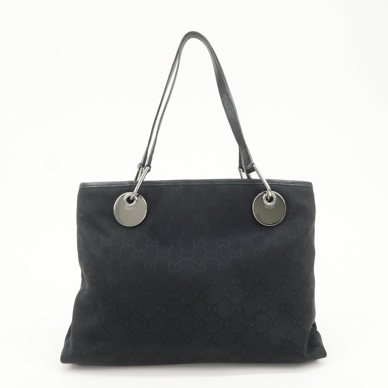 Gucci GG Canvas Leather Tote Bag - Black, Canvas