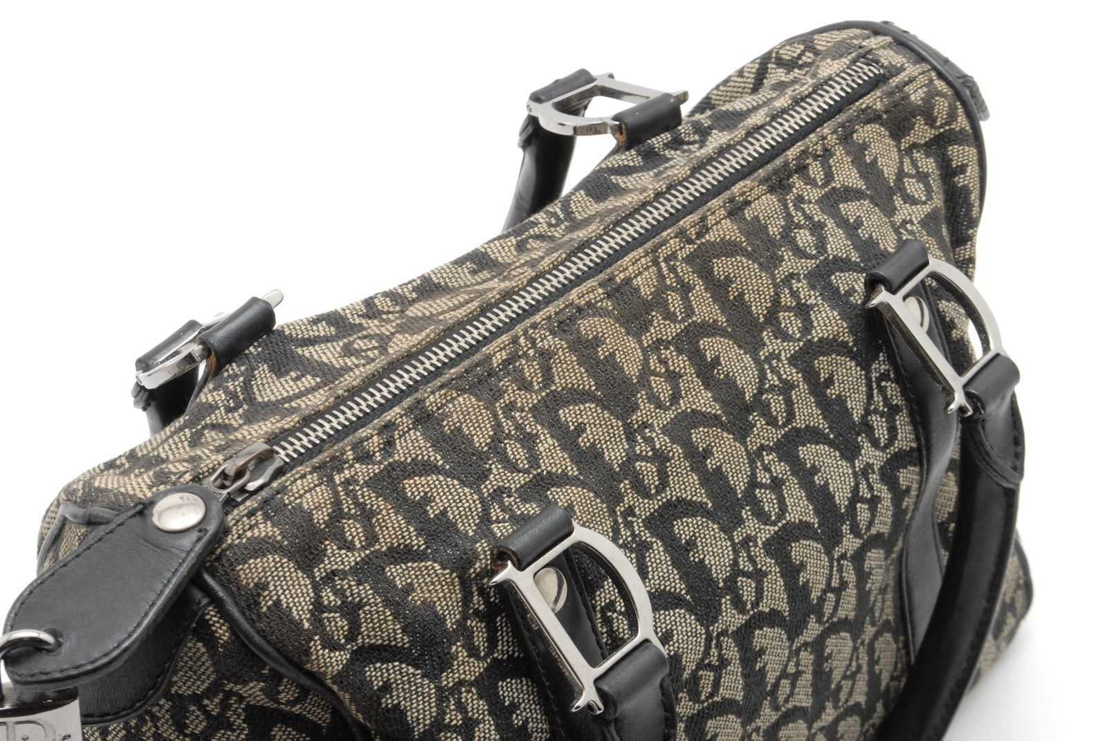 Christian Dior Trotter Boston Bag - Navy Black, Canvas Leather