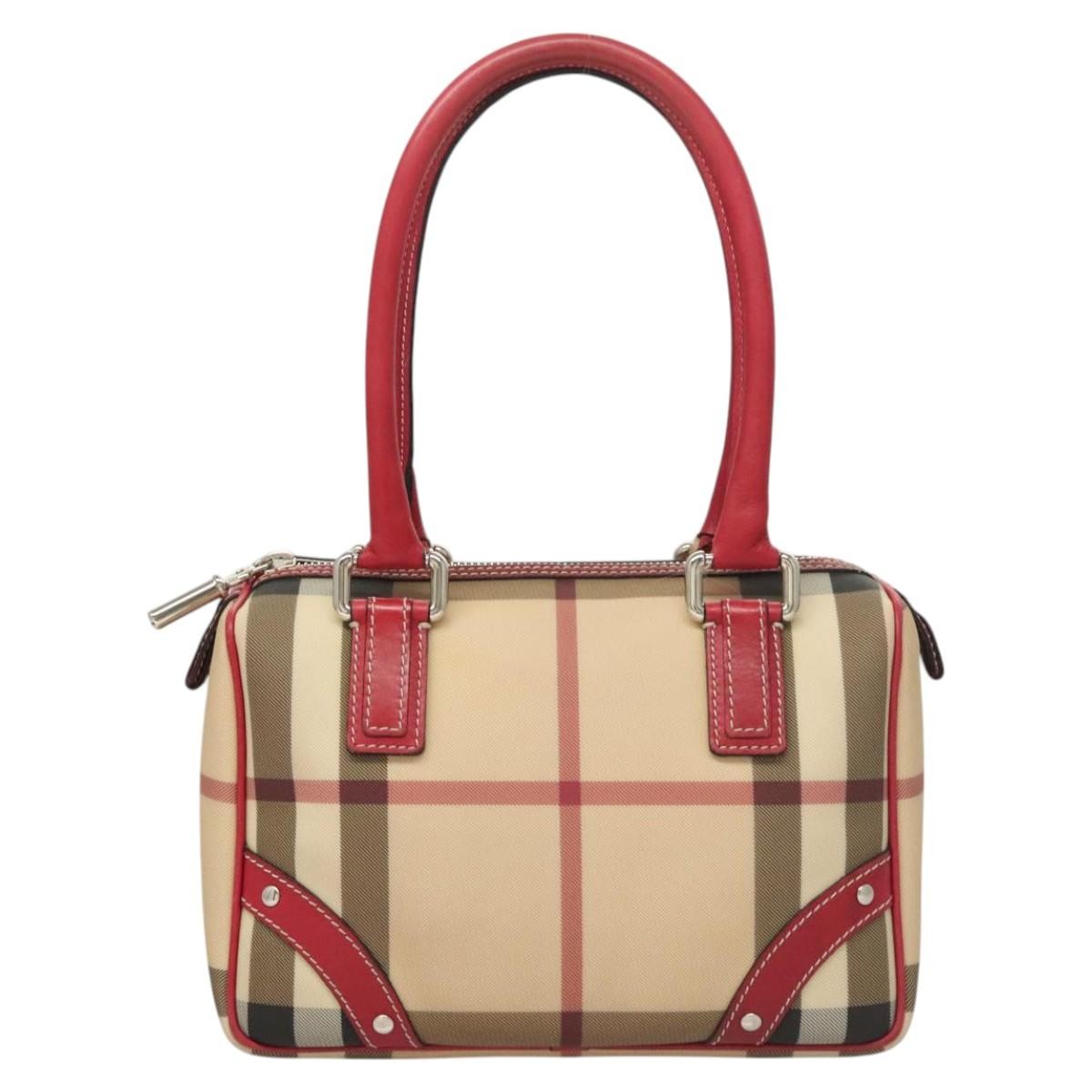 Burberry Nova Check Hand Bag - Beige/Silver, PVC Leather