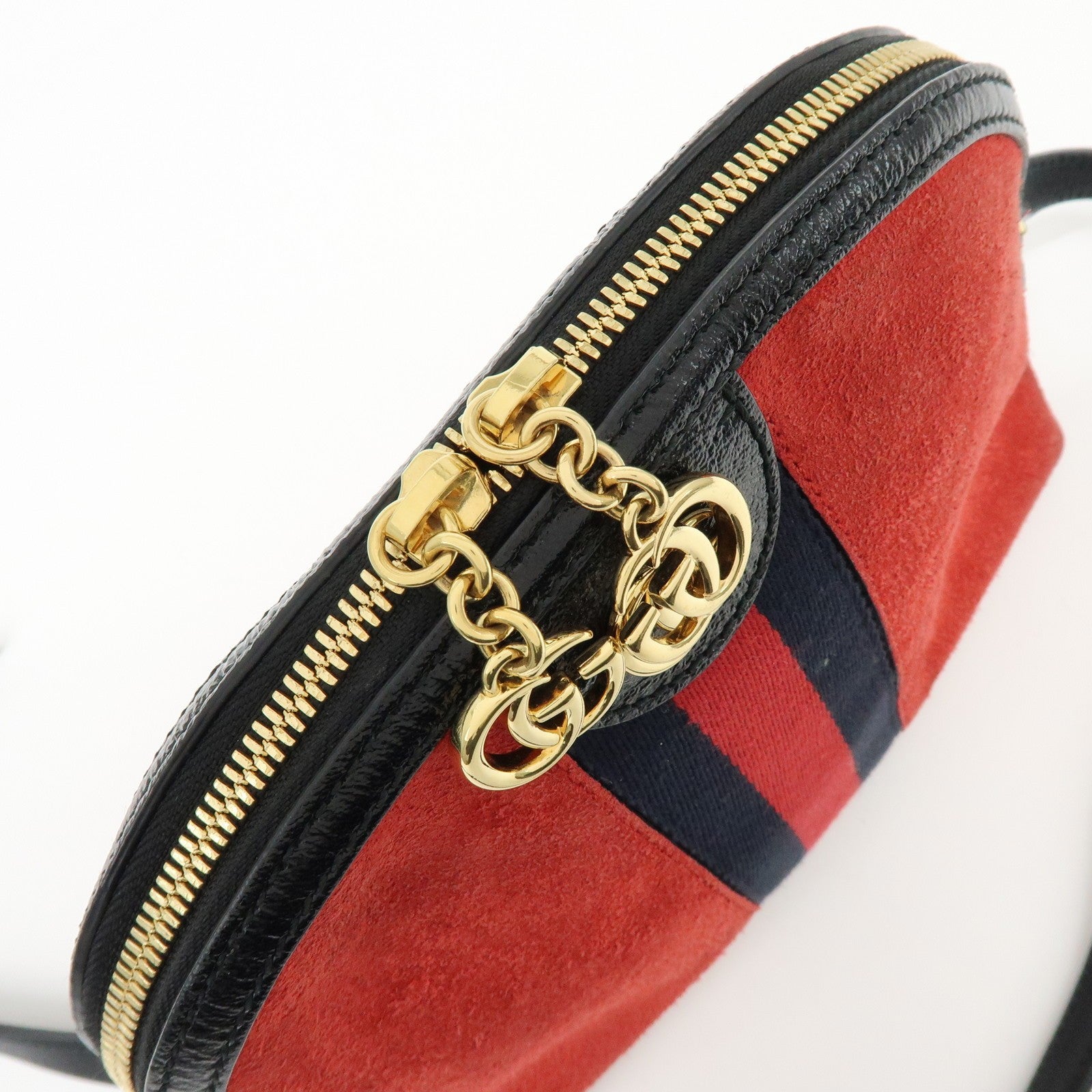 Gucci Suede Shoulder Crossbody Bag - Red Navy, Suede