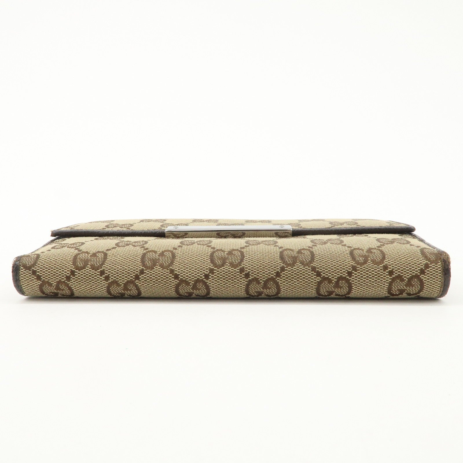 Gucci GG Canvas Leather Bi-fold Long Wallet - Dark Brown, Leather