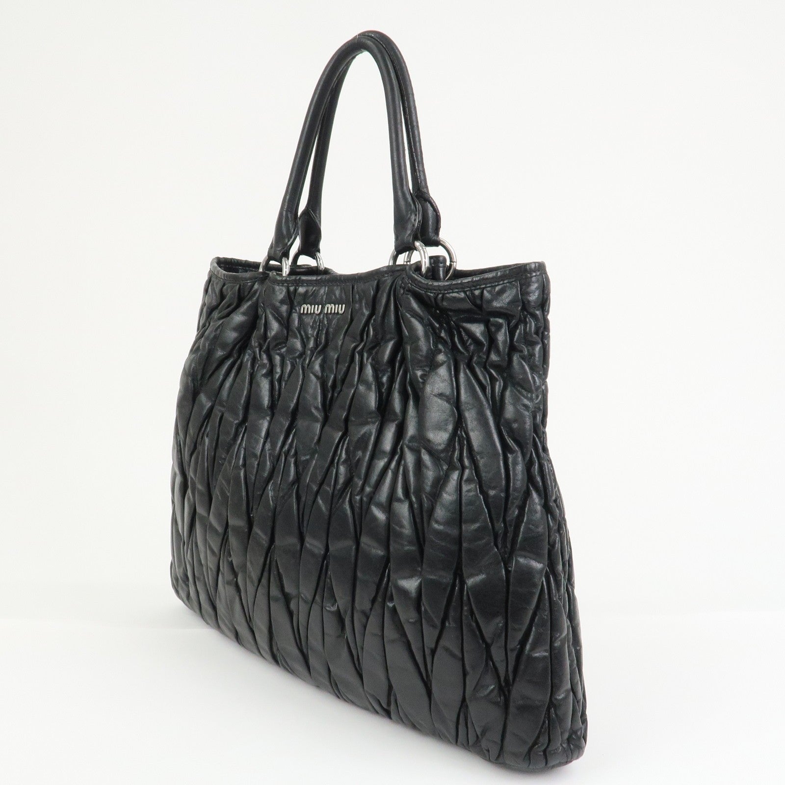 Miu Miu Matelasse 2Way Hand Bag - Black, Leather