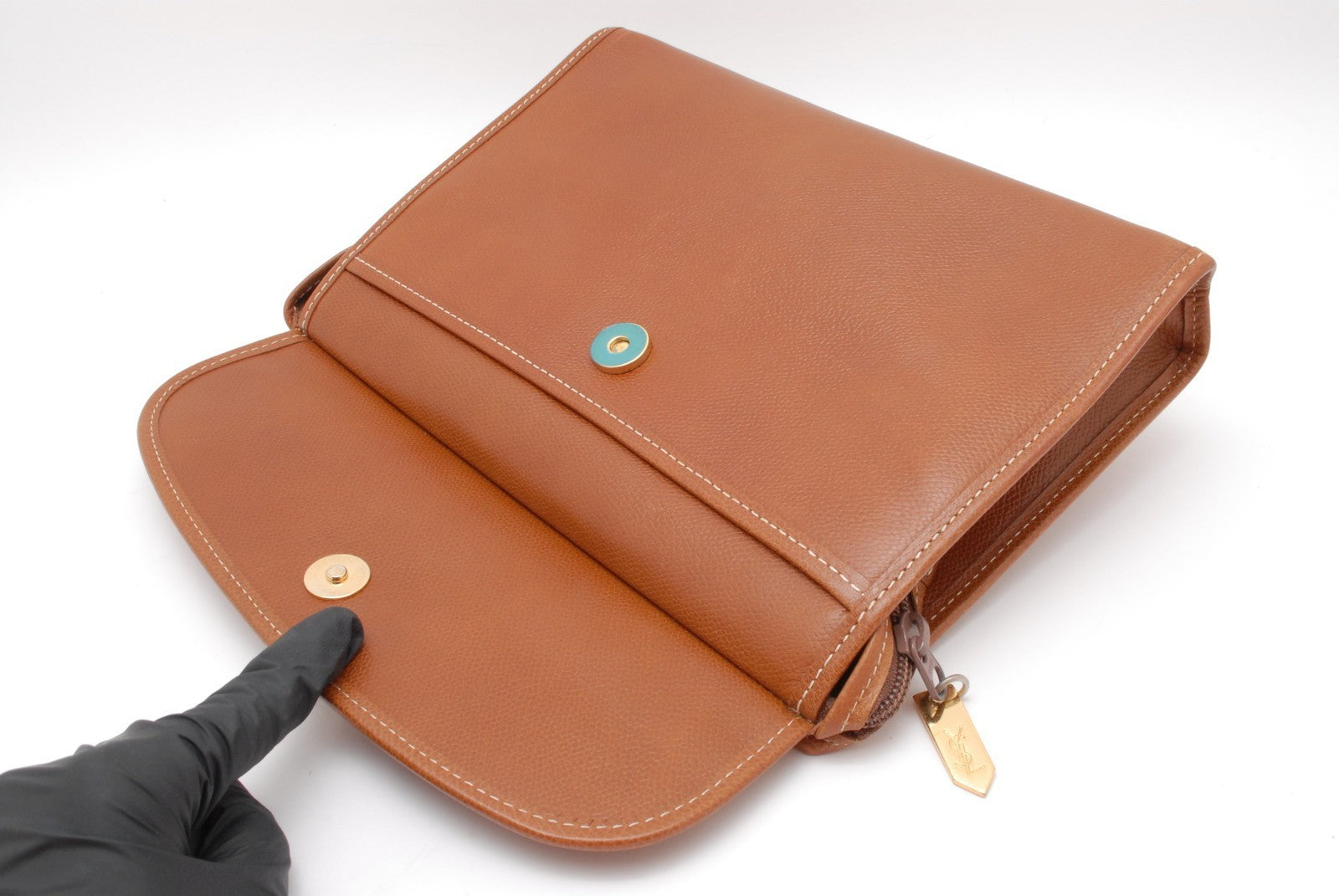 Saint Laurent Yves Vintage Stitch Crutch Bag - Brown, Leather