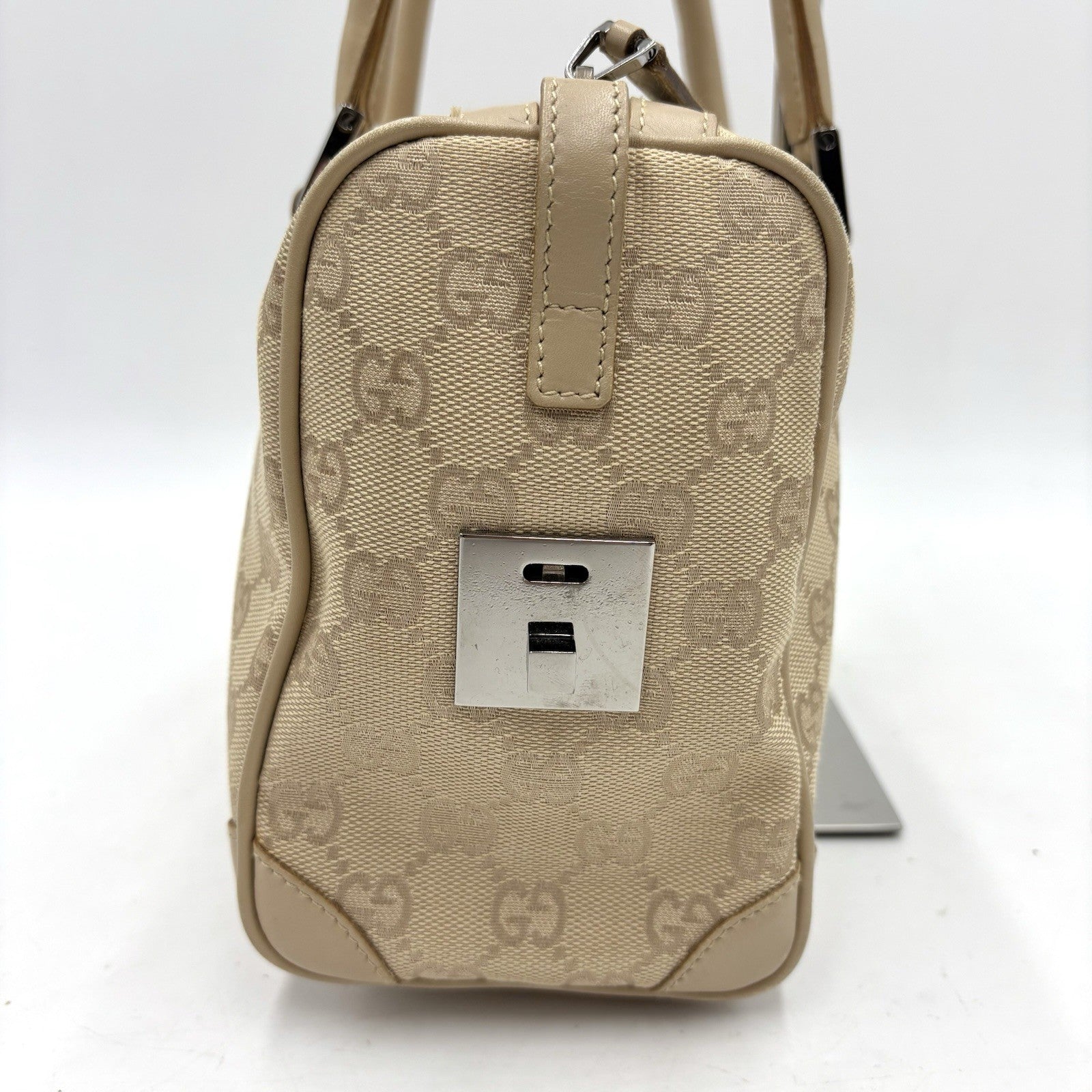 Gucci GG Mini Boston Handbag - Beige, Canvas