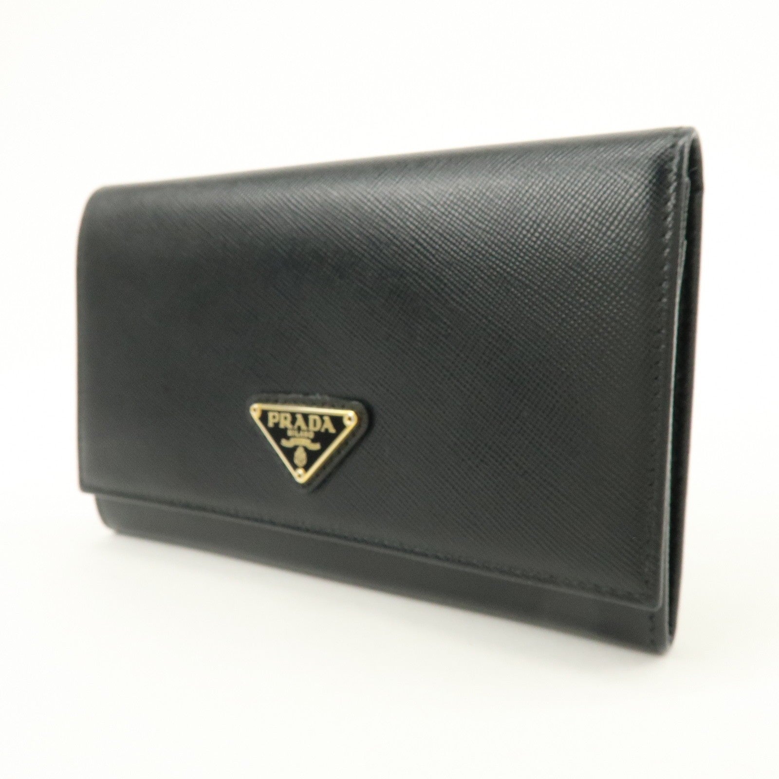 Prada Triangle Logo Wallet - Black, Saffiano Leather