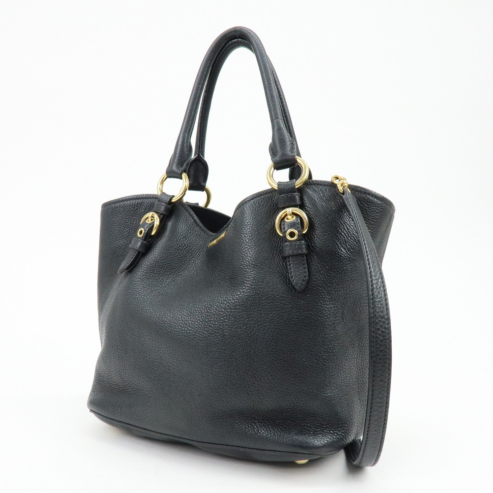 Miu Miu Vittello Phoenix 2Way Hand Shoulder Bag - Black, Leather