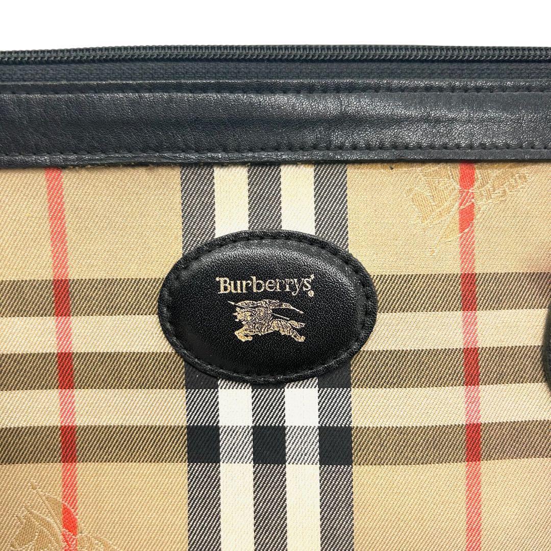 Burberry Nova Check Cylindrical Hand Bag - Black x Beige, Canvas and Leather