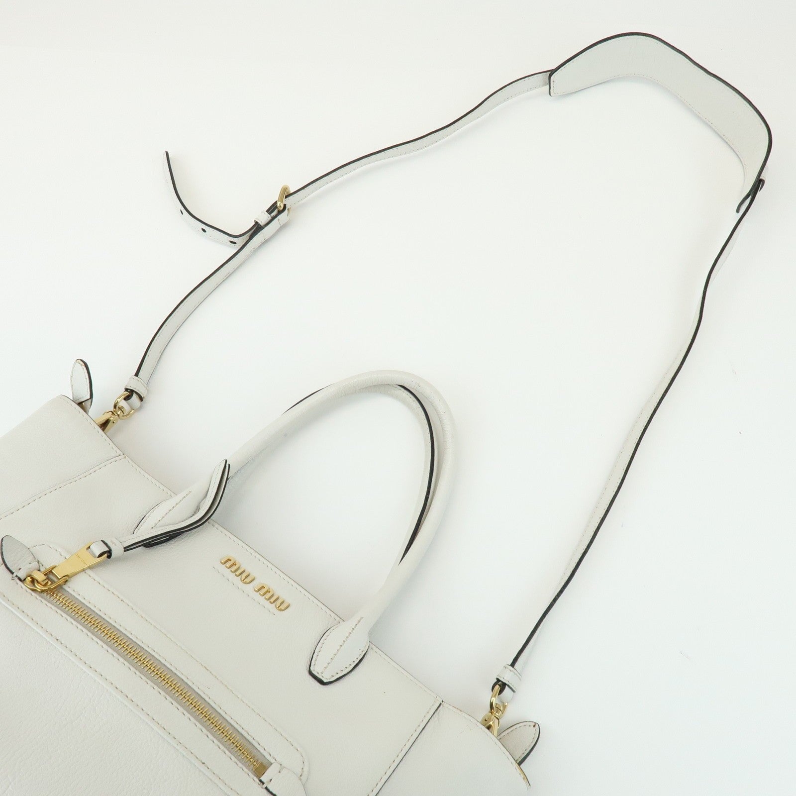 Miu Miu Madras 2Way Hand Bag - White, Leather