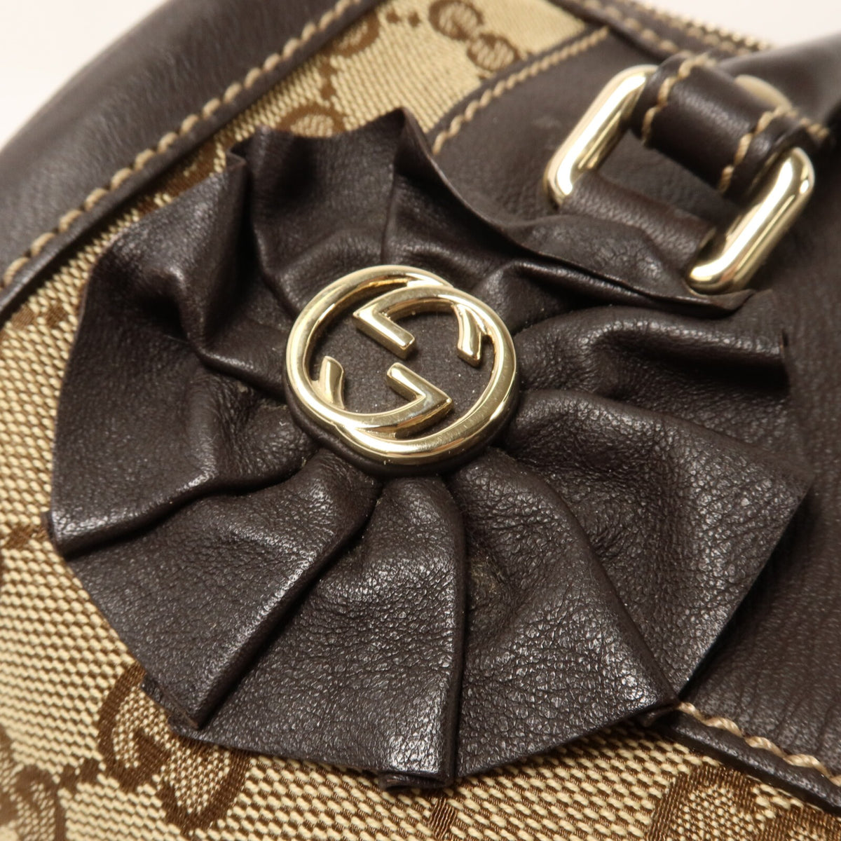 Gucci GG GHW Trophy Boston Handbag - Brown/Beige, GG Canvas